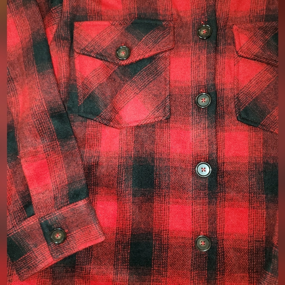 Time and Tru Red and Black Plaid Shacket - Picture 8 of 11